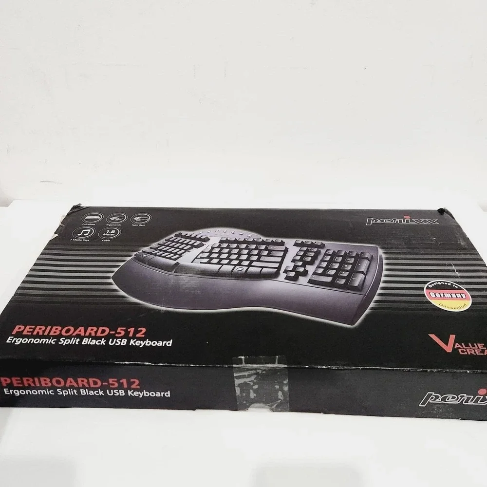 Perixx Periboard-512‎ Wired Ergonomic Split Keyboard Palm Rest Multimedia Keys